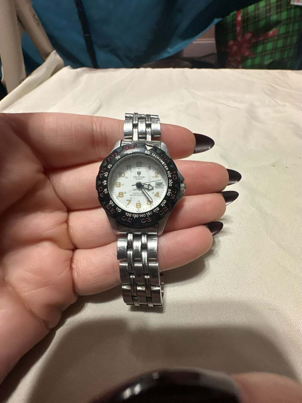 Croton Quartz Diver Style Watch Tachymeter Steel